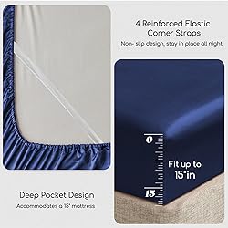 MR&HM Satin Bed Sheets, Full Size Sheets Set, 4 Pcs