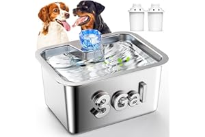 PETDOTT Stainless Steel Dog Water Fountain, 3 Gallon Extra Large Pet Fountains for Large Dogs, Great Dane Waterer Automatic Dog Bowl Dispenser,Filter Drinking Bowls for Multi Pets, Easy to Clean, Quiet Pump