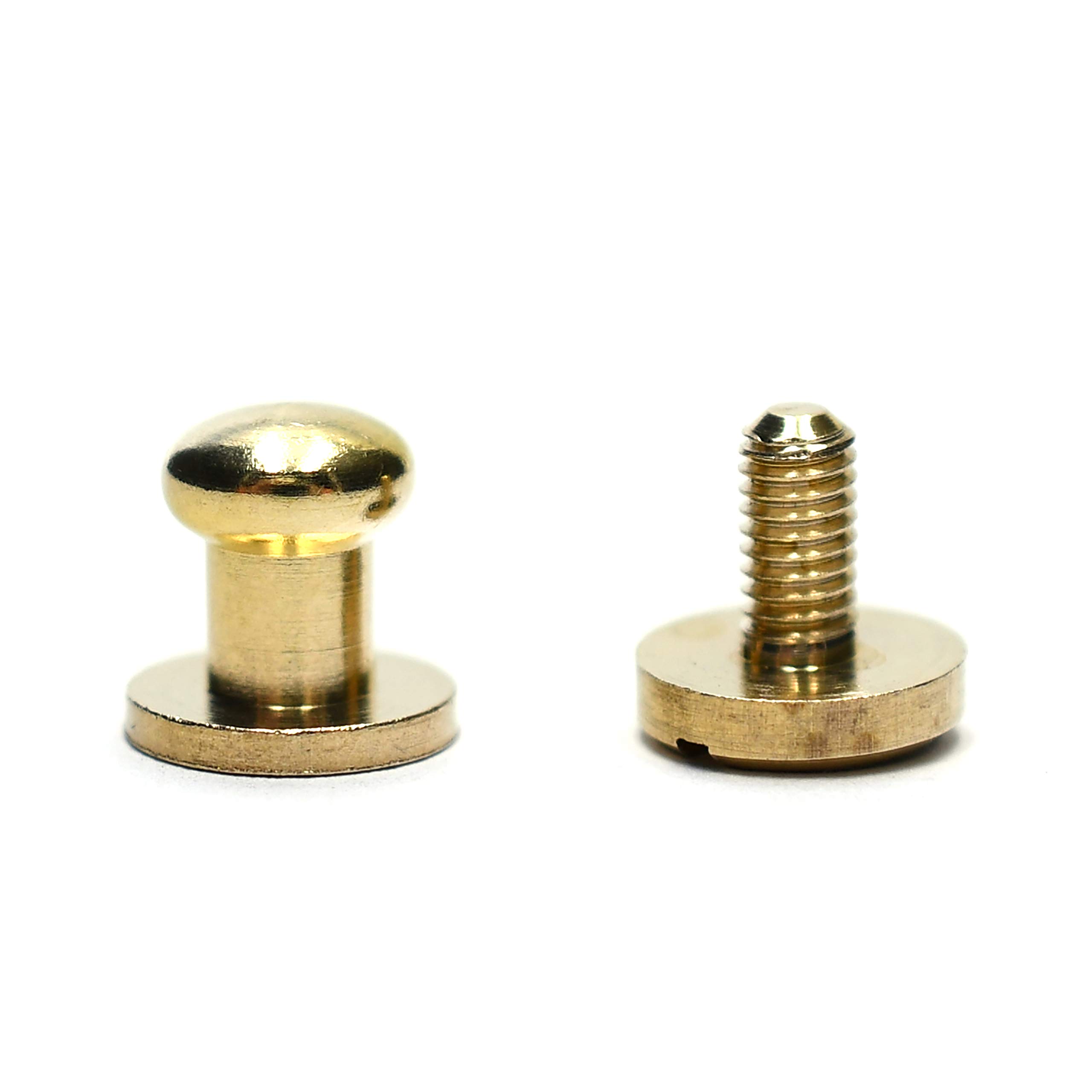 SILMEN Quality Solid Brass/Zinc Alloy Sam Browne/Round Head Button Stud Screw Rivets Decoration 10 pcs for Leathercraft, DIY, Leather Hardware, Handcraft (6 mm)