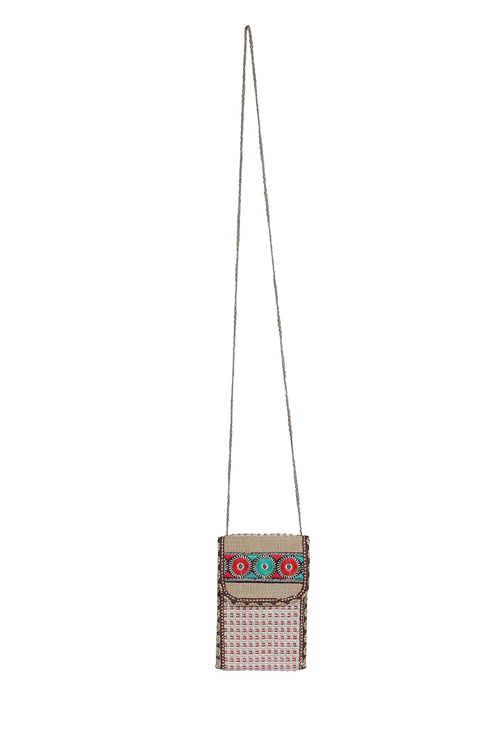 csm girl's jute mobile pouches (multicolour) - pack of 2