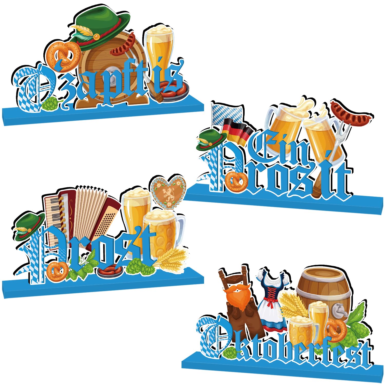 Photo 1 of 4Pcs Oktoberfest Decorations Table Wooden Centerpiece Ein Prosit October Festival Decorations Bavarian German Beer Festival Party Table Topper Photo Props for Oktoberfest Party Tiered Tray Decor