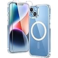 FNTCASE for iPhone 13 Phone Case: Clear Phone Case Magnetic Military Grade Drop Protection Anti Yellowing Cell Phone Cover - Rugged Shockproof Protective Bumper(Clear)