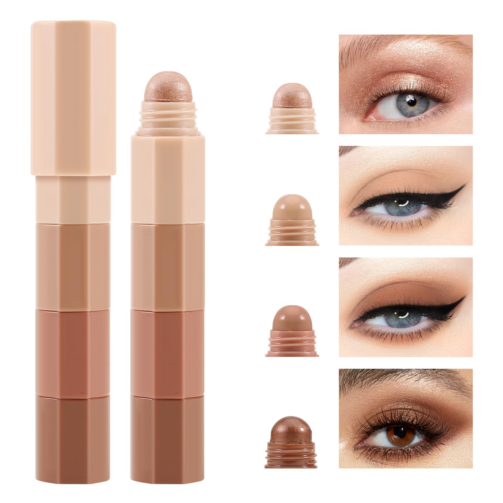 Boobeen Cream Eyeshadow Stick Set, Highly Pigmented Eyeshadow Pencil Long Lasting, Eye Highlighter Pen For Eyes, Matte And Shimmer Finish