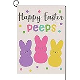 Welcome Easter Garden Flag 12x18 Inch Vertical Double Sided Happy Easter Peeps Small Burlap Flag Holiday Yard Home Outdoor Decoration