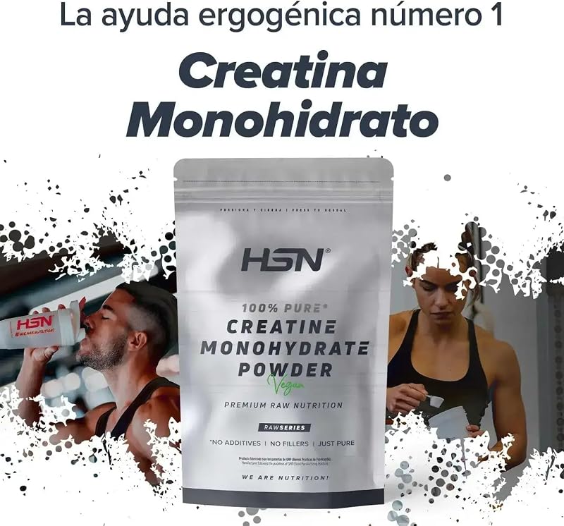Hsn creatina powder monohydrate | sem sabor 500 g = 143 toma por recipiente | a puridade monohidratada de creatina micronizada 100% máxronizada sem adições livres de poluentes | não-gmo, vegan, glúten sem