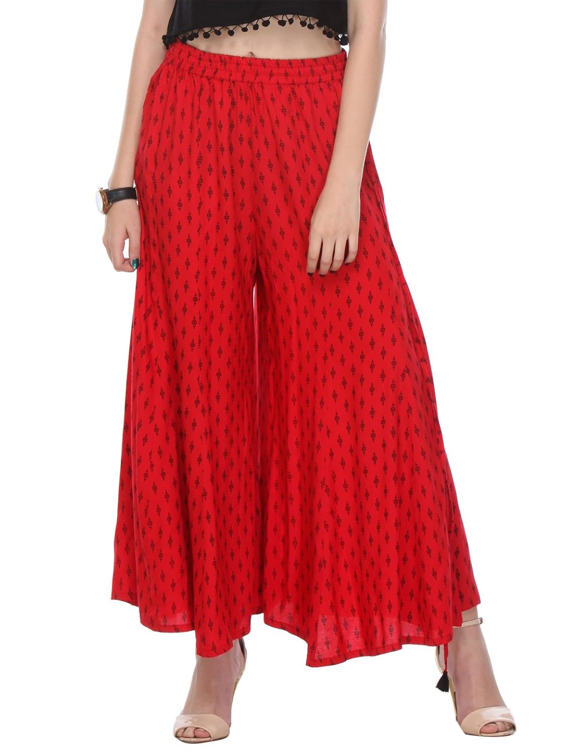varanga red rayon printed palazzo kff-varss165257