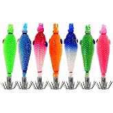 Amagogo 7Pcs 1.97 Inch Luminous Squid Jig Hooks, Small Squids Hooks - Fishing Tool Saltwater/Fresh Fishing Lures