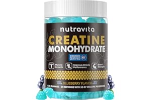 Creatine Monohydrate Gummies for Men & Women-5g of Creatine Monohydrate per Serving - Sugar Free,Vegan, Blueberry Flavor, 120