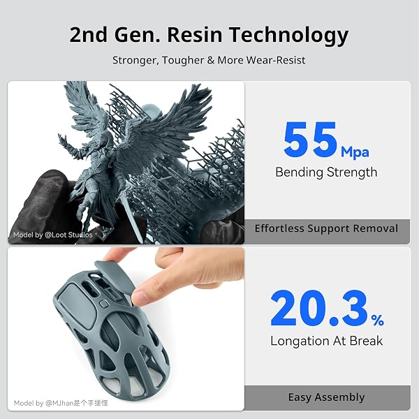 ANYCUBIC 2ND GEN RESIN TECHNOLOGY ABS-LIKE RESIN 2.0, 3D PRINTER RESIN WITH HIGH TOUGHNESS, MORE PRECISE DETAILS, LOW ODOR, WIDE COMPATIBILITY FOR ALL LCD RESIN 3D PRINTERS (CLEAR BLUE, 1KG)