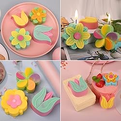Sakolla 6-Cavity Flower Soap Molds Silicone, 2 Pack