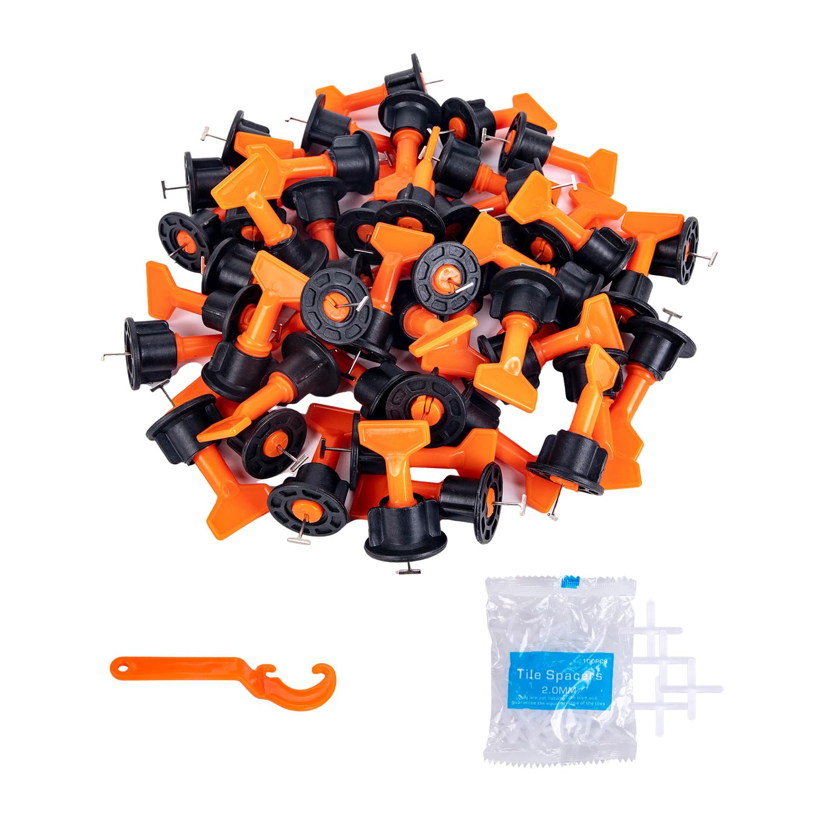 50pcs Tile Leveling System 2mm + 100 Tile spacers 2mm,Tile spacers and levellers,Tile Spacers with 2mm Gap Spacers,Tile Installation Tools for Floor and Wall Tiles