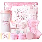 Birthday Gifts for Women - Cherry Blossom Spa Gift Box with Tumbler, Self Care Package for Mom Wife Sister Friend Grandma, Thank You Relaxation Basket for Mother’s Day Valentine’s Day Christmas (Pink)