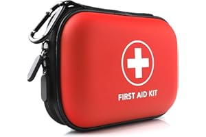 THRIAID Mini First Aid Kit, 100 Pieces Water-Resistant Hard Shell Small Case - Perfect for Travel, Outdoor, Home, Office, Camping, Hiking, Car (Red)