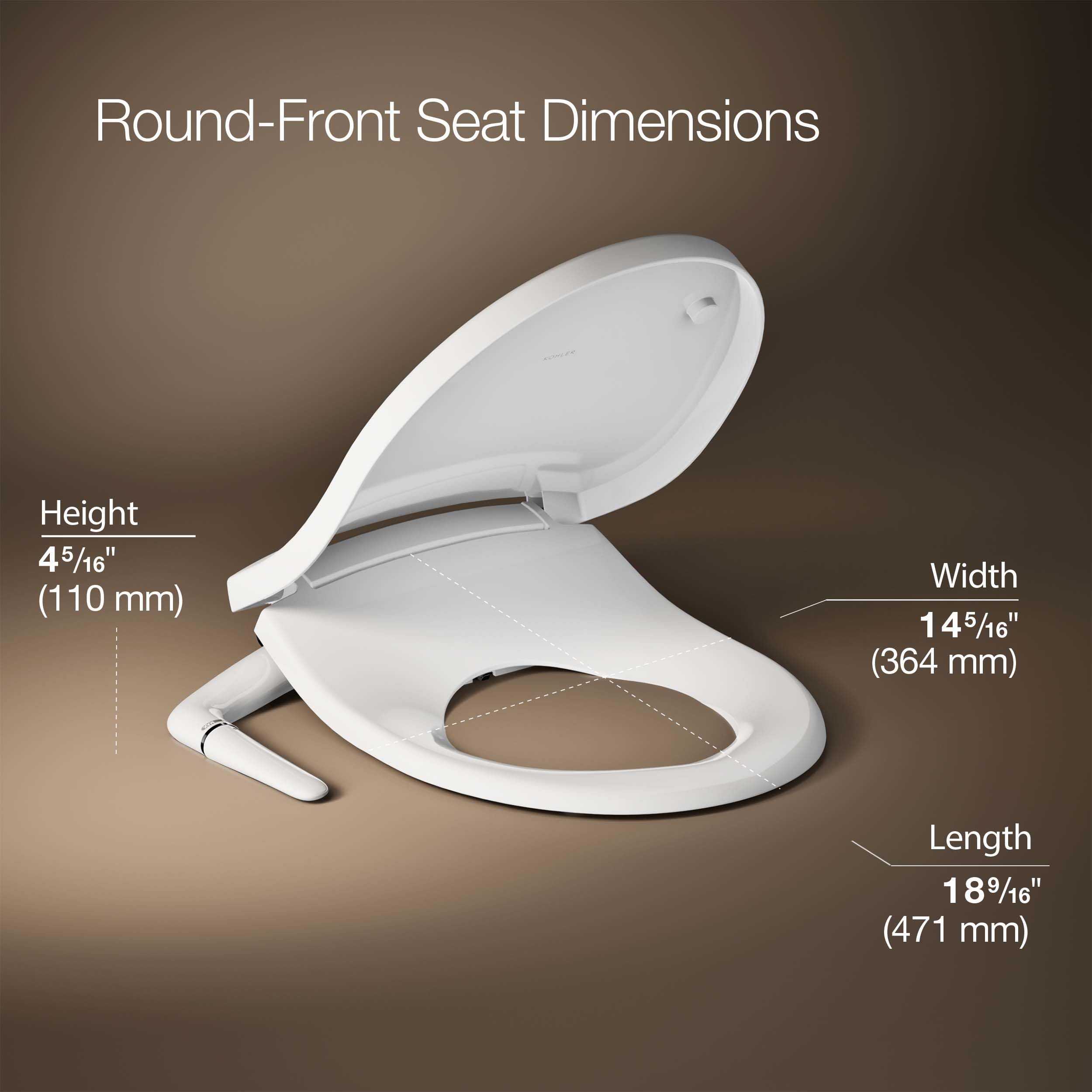 Kohler PureWash M250 Manual Round Bidet Toilet Seat, White, Quiet-Close Lid Prevents Slamming, Easy Installation with Quick-Release Hinges, Adjustable Spray Position & Pressure