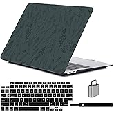 LanBaiLan Compatible for New MacBook Air 13 inch 2020 2019 2018 Release A2337 M1 A2179 A1932 Retina Display with Touch ID Laptop Plastic Hard Shell Protective Case & Keyboard Cover, Dark Green Grass