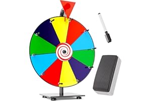 T-SIGN 12 Inch Heavy Duty Spinning Prize - 10 Slots Color Tabletop Roulette Spinner Wheel of Fortune - Spin The Wheel with Dry Erase Marker and Eraser Win The Fortune Spin Game for Trade Show