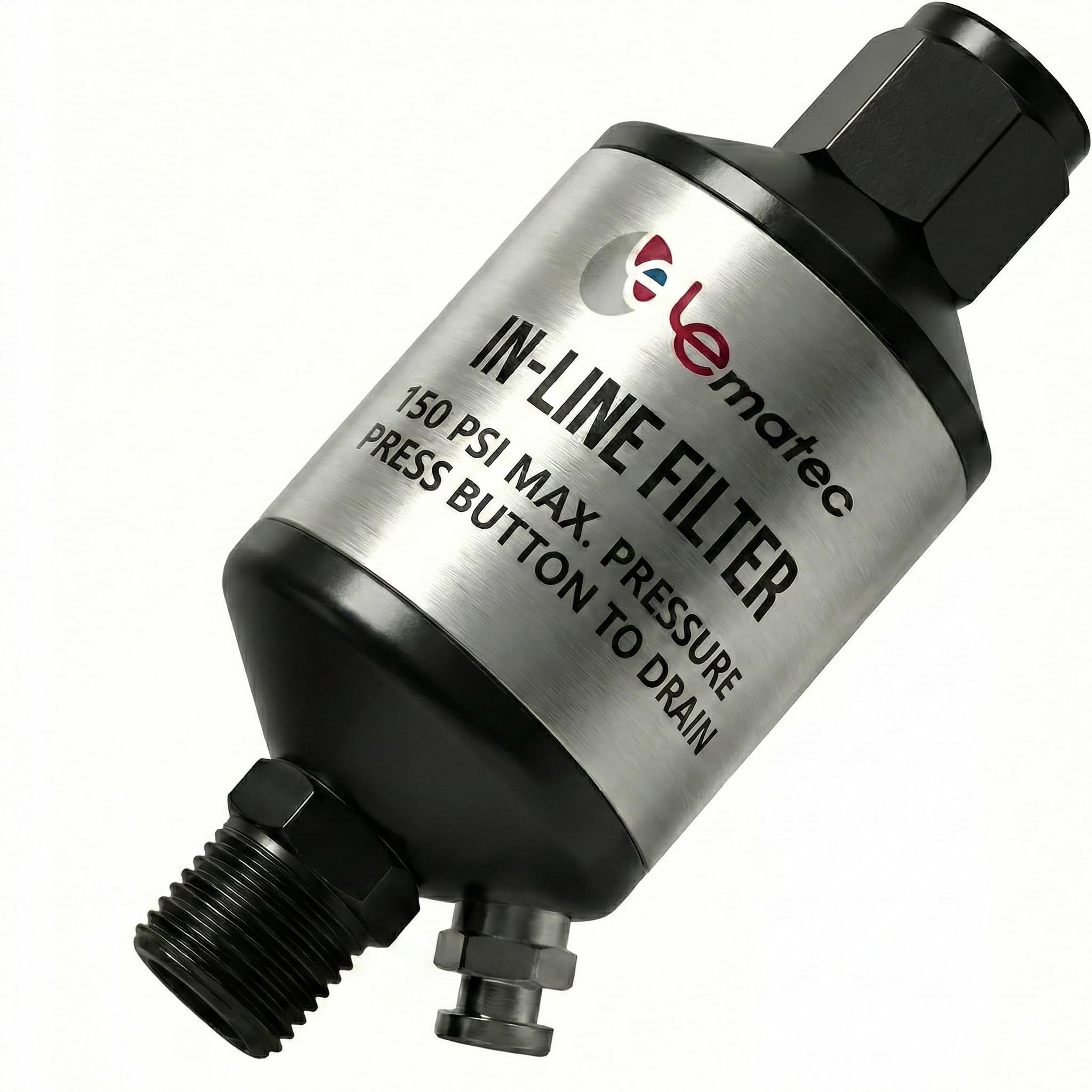 LE LEMATEC Air Compressor Filter, Inline Water and Moisture Separator with Drain Valve. 150 PSI Air Dryer. AI303
