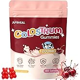 JUYIHEAL Colostrum Gummies, 1000 mg Grass Fed Colostrum Chews Colostrum Supplement for Gut Health, Hair Growth, Beauty, and Immune Support, Cherry Flavor 60 Servings