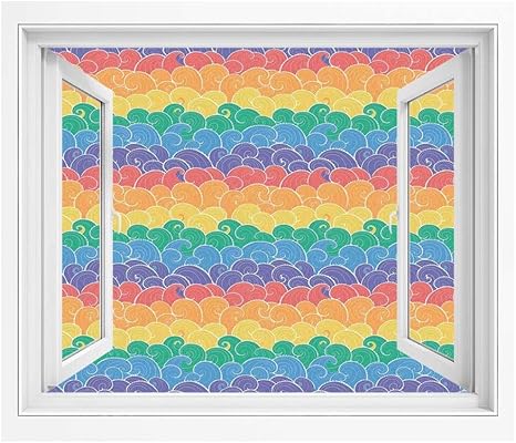 Amazon 航海の装飾 絵画風 壁紙ポスター はがせるシール式 90x60 Cm 虹色のカラフルな波漫画海パターン楽しい子供アート旅行 壁紙ポスター ステッカー ウォールステッカー オンライン通販