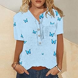 Light Blue Summer Tops for Women 2023 Spring