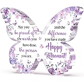 Glydein Unique Retirement Gift for Woman Men 2026, 5x3.8x0.5 Inch Purple Butterfly Acrylic Plaque Decor with Warm Words, Best Retirement Gifts for Coworker Teacher Friend Nurse Boss