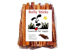 Downtown Pet Supply Bully Sticks for Dogs - Natural 6 Inch Beef Chews, Odor-Free & Rawhide-Free, Long Lasting Dog Treats for Aggressive Chewers - Healthy, Safe & Delicious Chews Dogs Love (10 Pack)