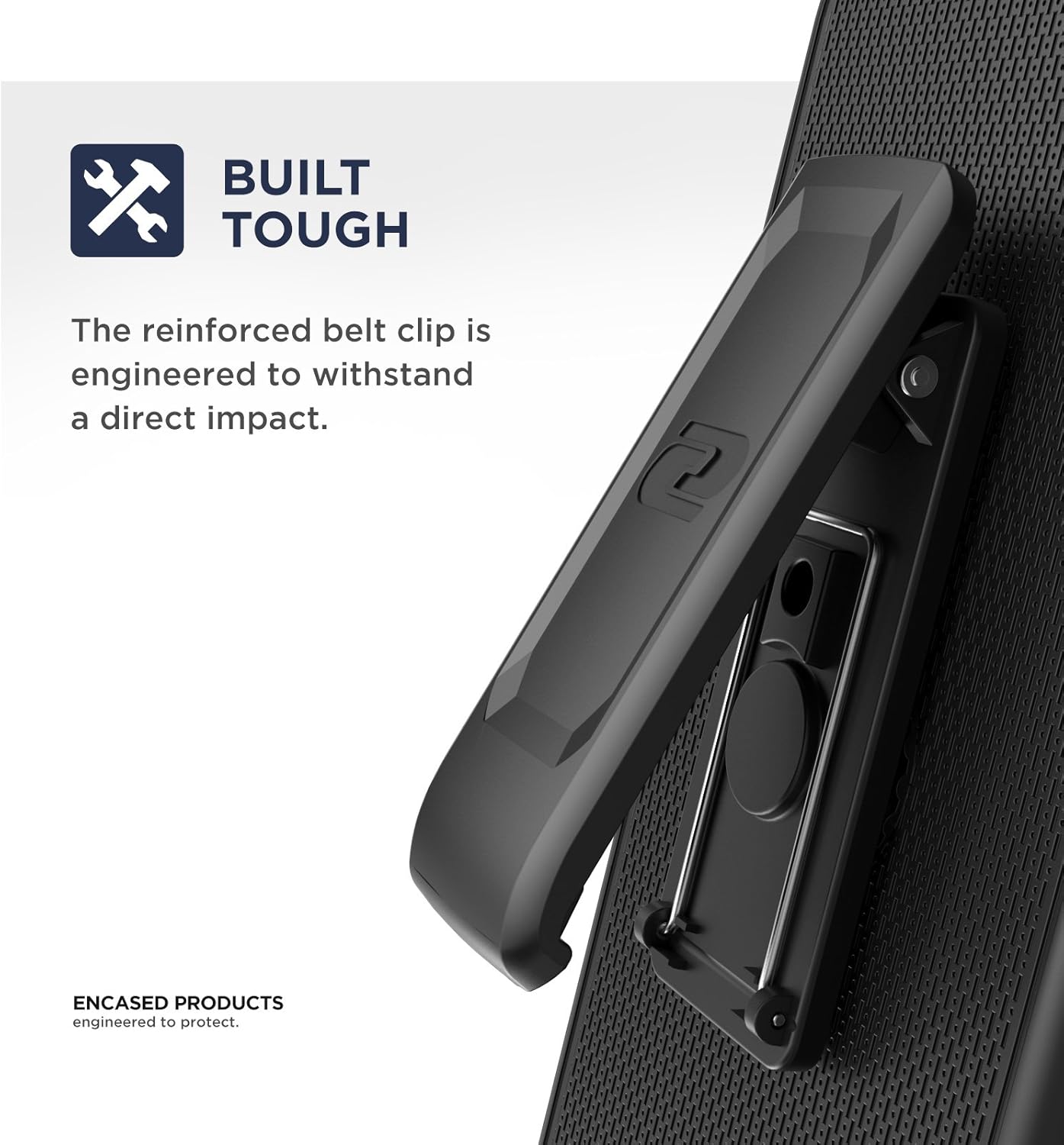 ENCASED LG G7/LG G7 ThinQ Belt Clip Case (DuraClip) Slim Fit Holster Shell Combo w/Rubberized Grip (Smooth Black) - Image 4