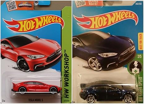 Amazoncom Hot Wheels Tesla Model S Hw Workshop Red And Hw