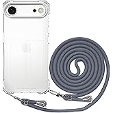 BEIMEITU Lanyard Case for iPhone 17 Air Strap Clear, Protective Cell Back Cover with Adjustable Neck Cord Strap Lady,Transparent PC Crossbody Phone Case for iPhone 17 Air Rope Men Summer