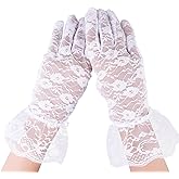 Yolev Lace Gloves for Women Short Lace Gloves Vintage Tea Party Glove 1920s For Wedding Bridal Evening Dinner Prom