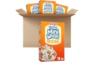 Kellogg's Frosted Mini-Wheats Cold Breakfast Cereal, Whole Grain, High Fiber Cereal, Kids Snacks, Original (4 Boxes)