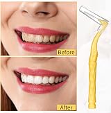 RAYITO 50pcs Interdental Brushes 1-1.2mm Yellow Non-Slip Handle Angled Head view 5