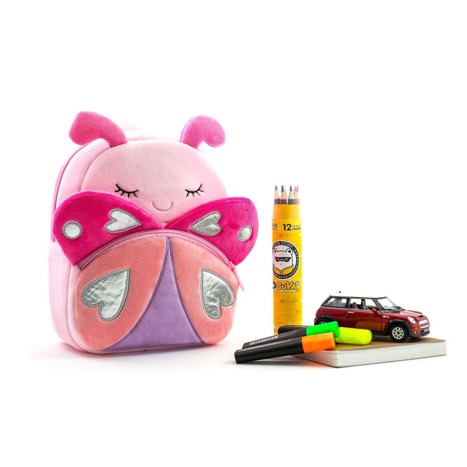 NICE CHOICE Cute Toddler Backpack Toddler Bag Plush Animal Cartoon Mini Travel Bag for Baby Girl Boy 2-6 Years(Pink Butterfly)