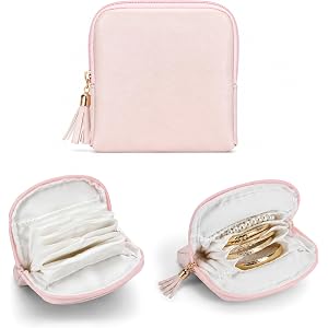Small Travel Jewelry Case, Jewelry Organizer Pouch Bags with Zipper | Portable Velvet Storage Bag for Women, Jewelry Travel C