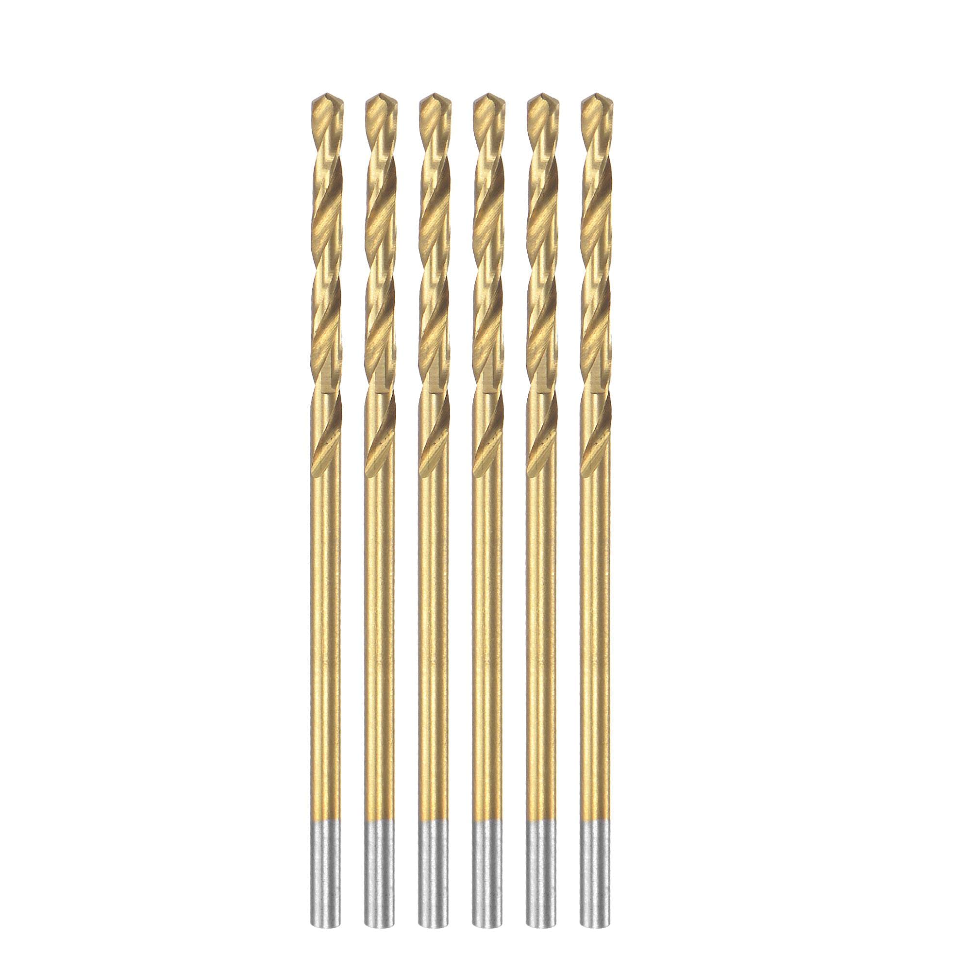 sourcing map High Speed Steel Straight Shank Twist Drill Bit Fully Ground Titanium Coated 1.5mm Drill Diameter 40mm Total Length 18mm Drill Bit Length 6 Pcs