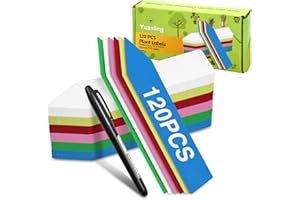 Plant Labels 120 Pcs Yuanling for Seeding Plastic Waterproof Plant Name Tags Garden Labels Marker Garden Pots Stakes for Outdoor Potted Plants Belt Permanent Marking Pen (6 Colors)