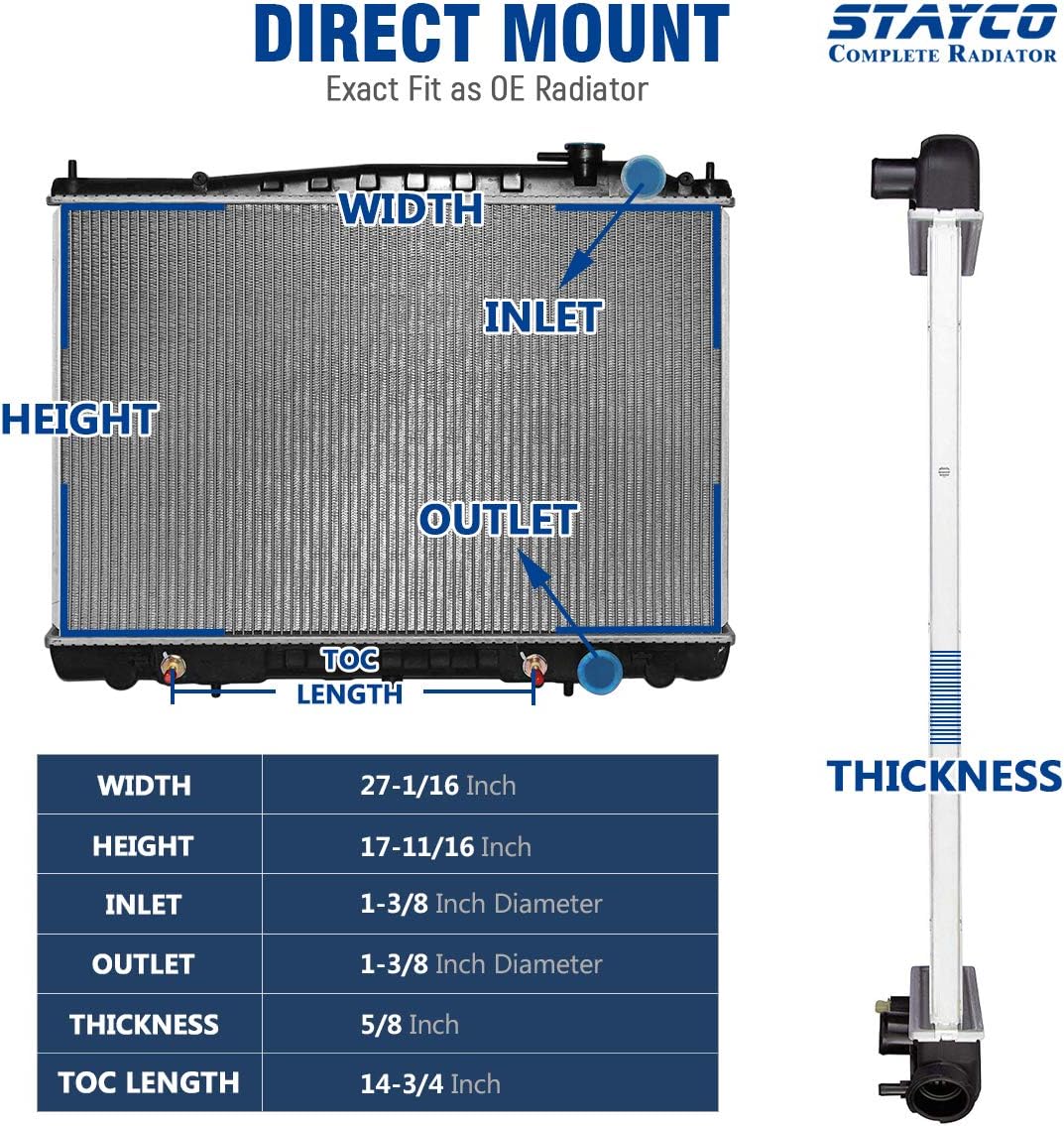 stayco Radiador 2215 para 1998 – 2004 Nissan Frontier 2.4L L4/3,3 ...