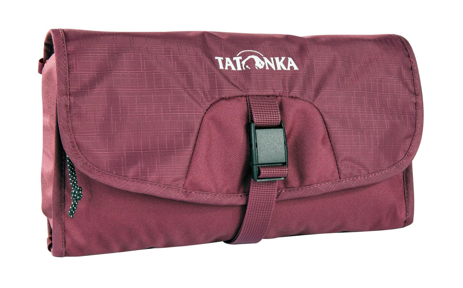 Tatonka Small Travelcare Toiletry Bag - Flat Hanging Wash Bag with Compartments and Mirror - Bordeaux Red - 25 x 17 x 4 cm