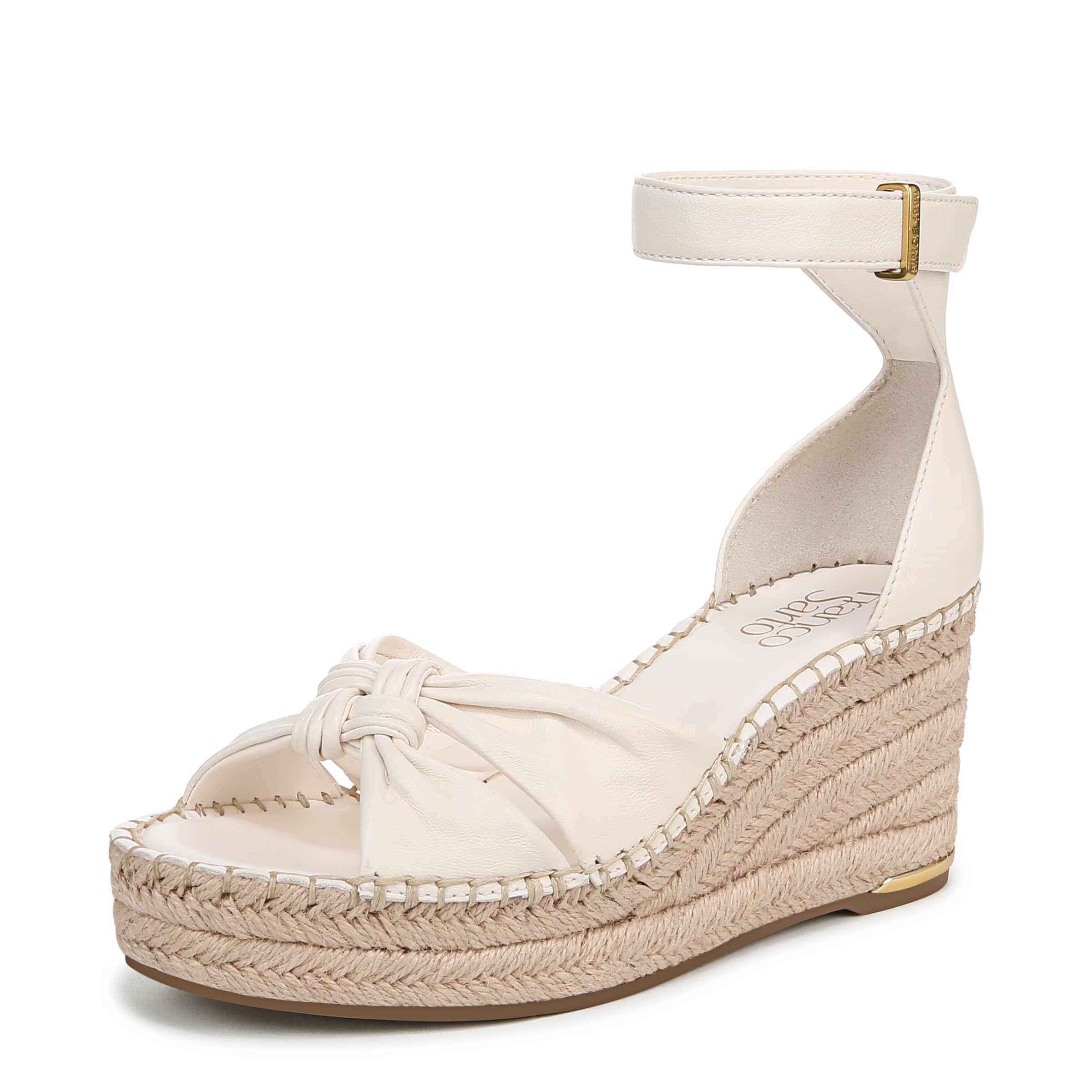 Franco Sarto Womens Clementine Espadrille Wedge Sandal Cream White Leather 6.5 M
