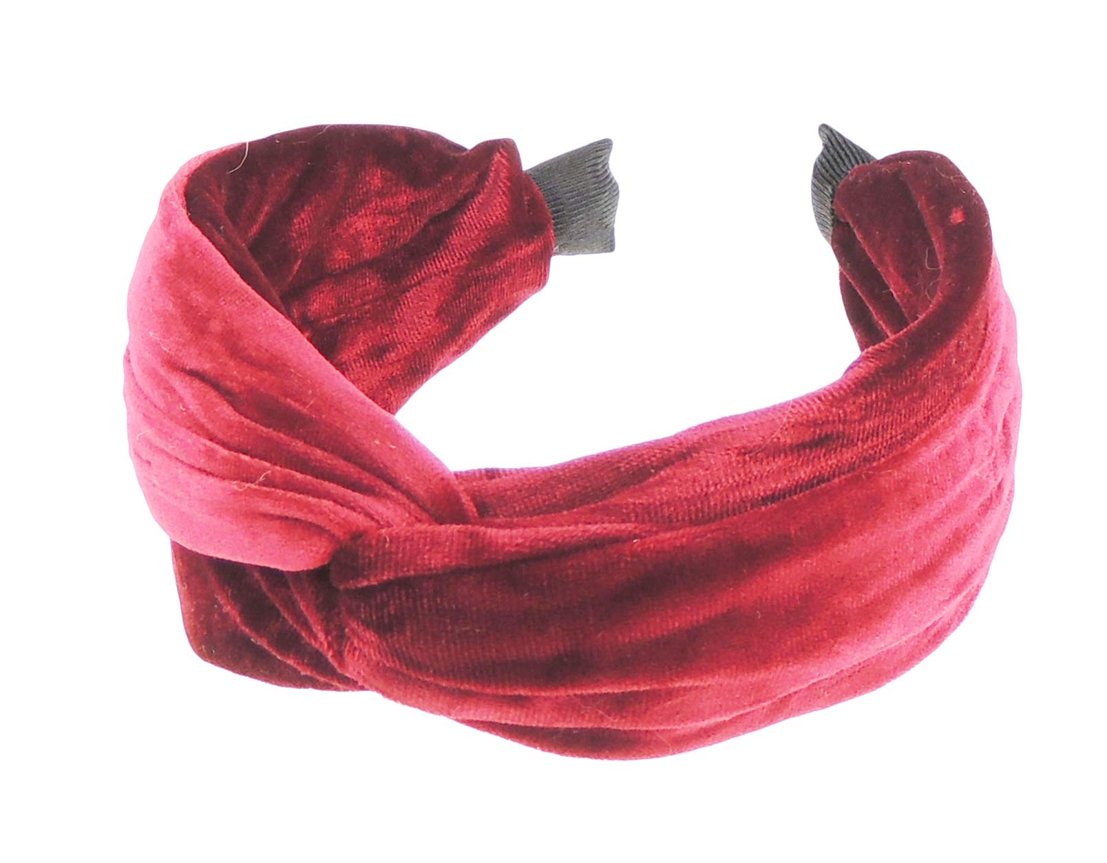 Womens Luxury Velvet Twist Knotted Turban Vintage Boho Wide Winter Evening Wedding Party Bridal Christmas Birthday Bridesmaid Headband Alice Band Hair Accessories Hairband, Gift (Red, One Size)