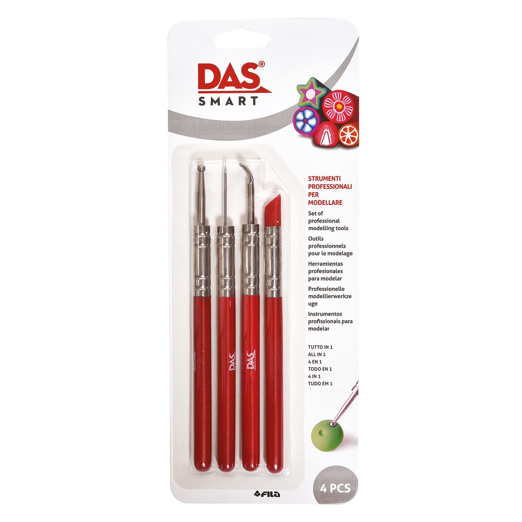 DAS Smart Professional Clay Tools, 4 Assorted Pieces, Clay Sculpting, Clay Carving, Pottery, For Professionals & Hobbyists