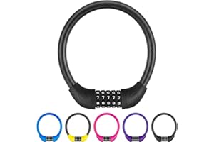 IDEALUX Bike Lock Cable, Bicycle Cable Lock with 5 Digit Combination，Big Head & Metal Lock Pin with Copper Lock Core, Resetta
