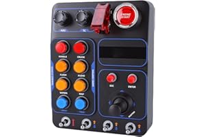 XUMIUZIY Gaming Button Box - Simulation Driving Control with 19 Buttons (9 Types), PC Racing Simulator Instrument Center Cont