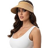 Womens Sun Visor Hat Straw Visors for Women Wide Brim Visor for Women UPF50+ Beach Visors Hats Packable Adjustable