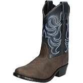Smoky Mountain Boots Kids Monterey Boot, Brown/Navy, 3.5 Big Kid | Western cowboy boot with faux leather upper, round toe, faux leather lining, foam insole, PVC sole and pull-on design
