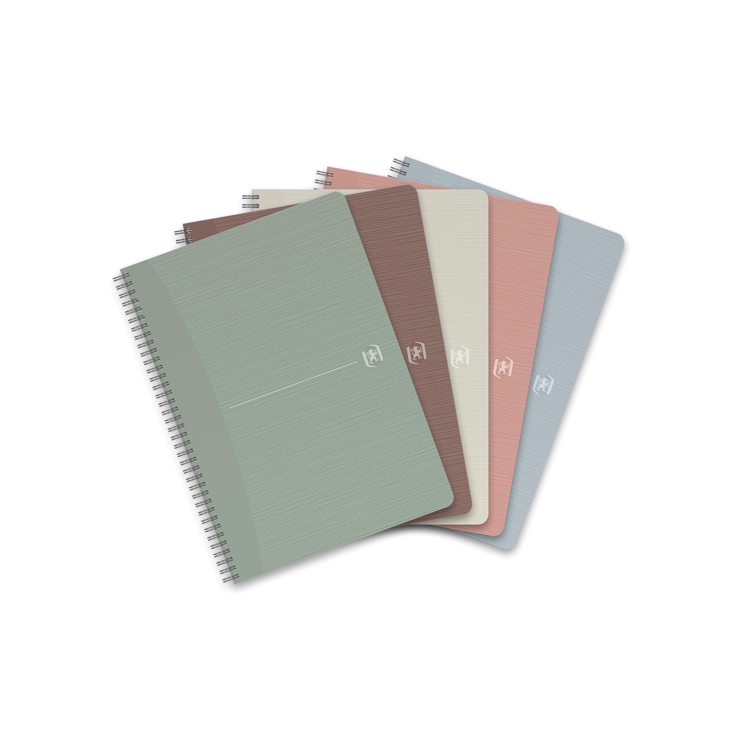 Oxford 5 x A4 Spiral Notebook Squared 180 Pages My Rec'Up Recycled Paper Cups 5 of 6 Colours