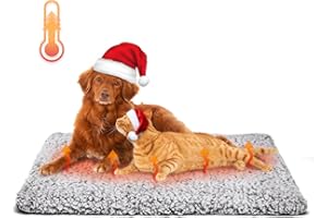 Nobleza Self Heating Pet Pad, Super Soft Thermal Dog Crate Bed Mat for Sleeping, Washable Anti-Slip Self Warming Cat Kennel Pad for Small Medium Large Cats Dogs Indoor Outdoor (LightGray, L)