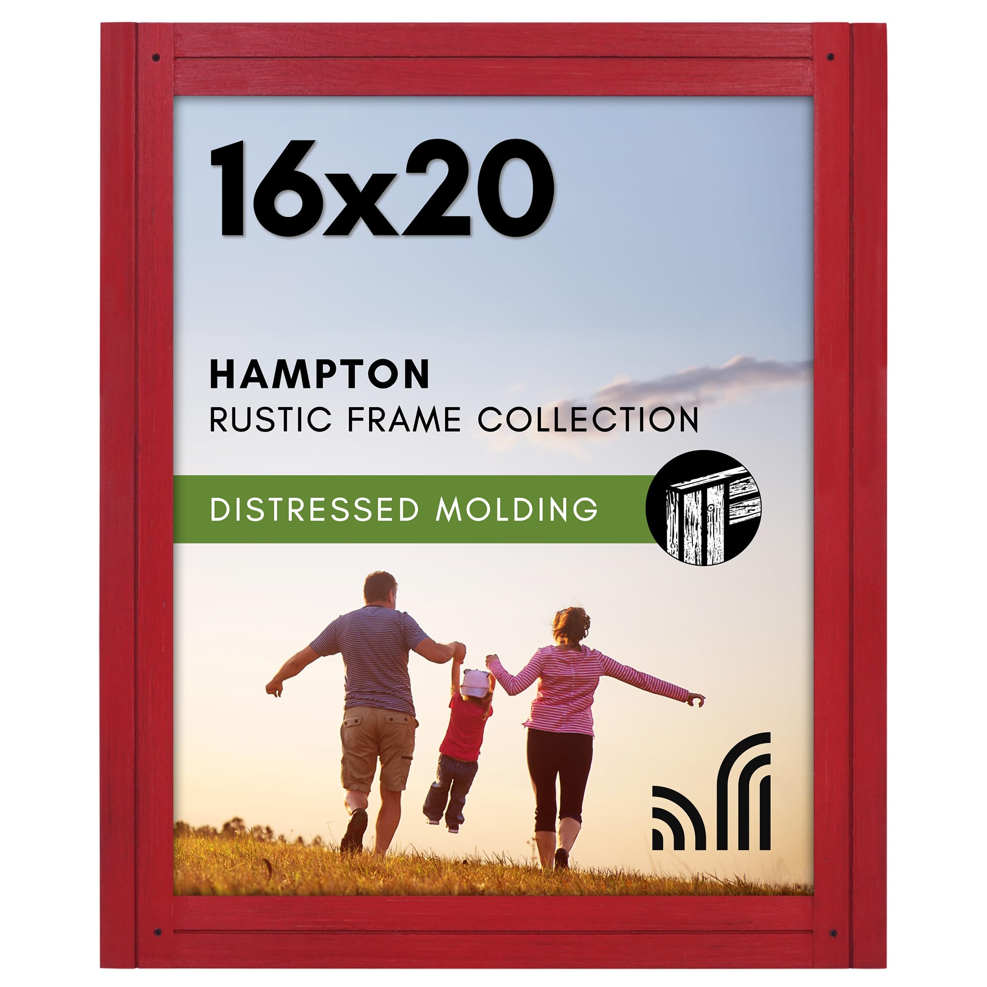 Americanflat 16x20 Picture Frame with Polished Plexiglass - Hampton Collection - Distressed Wood Picture Frames for Wall Display - Red Image Americanflat 16x20 Picture Frame with Polished Plexiglass - Hampton Collection - Distressed Wood Picture Frames for Wall Display - Red Image