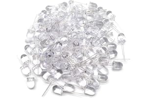 Xiaoyztan 100 Pcs White Light Clear Bright LED Lamps Light Emitting Diffused Diodes 10mm Head Diameter