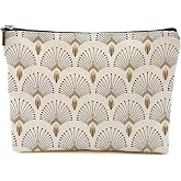 Luxury Fan Leaf Makeup Bag for Women Floral Retro Travel Accessory Pouch | Make Up Bags for Women, Cosmetic Bag Zipper Pouch, Travel Skincare Storage Pouches, Gift for Art Lovers